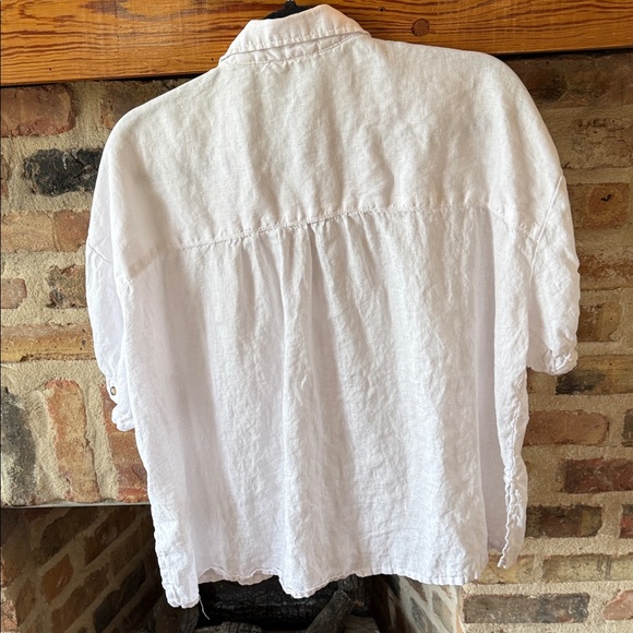 Pilcro 100% linen White Button-Up Linen Shirt size Large - Picture 4 of 6